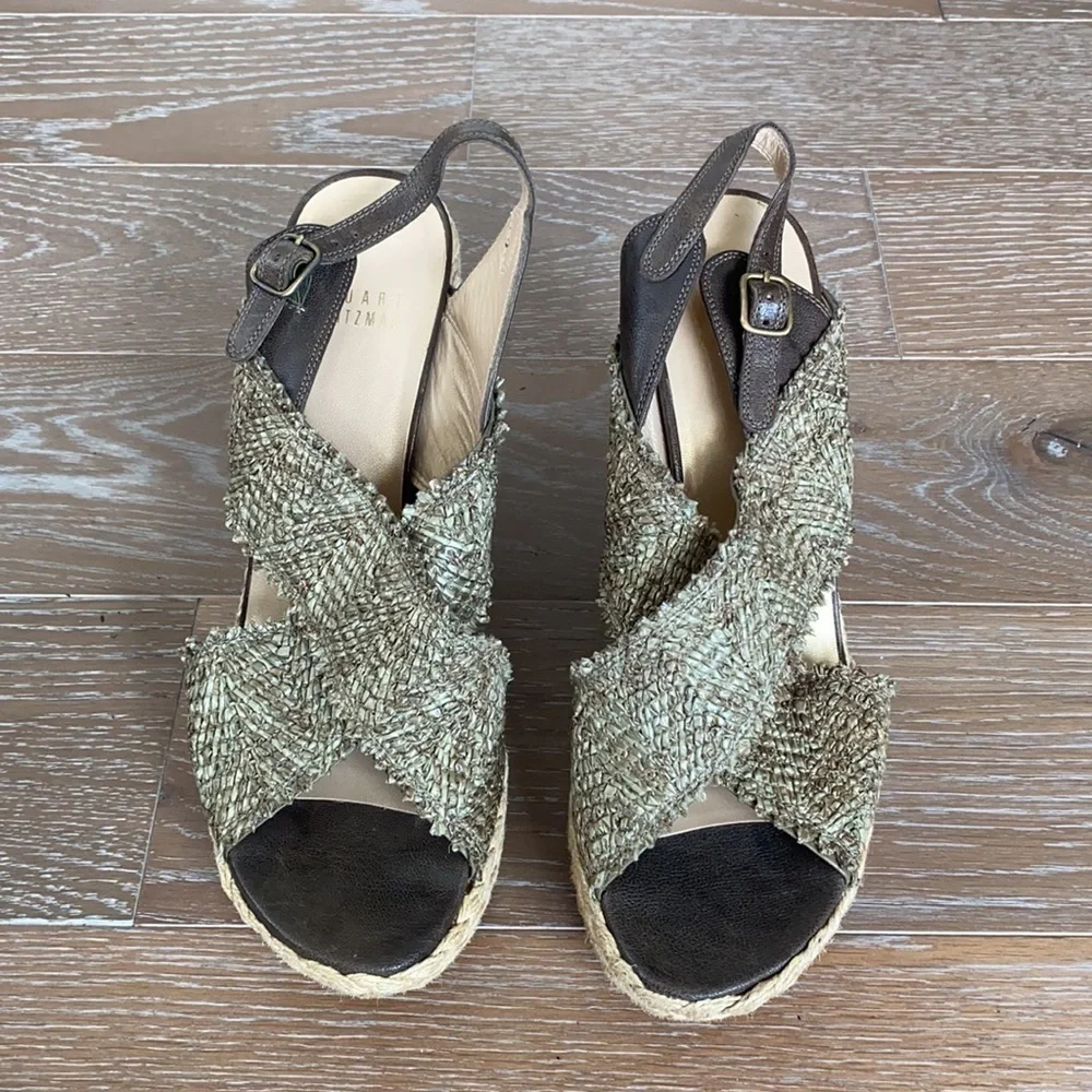 Stuart Weitzman Wrinkle Raff Wedge Sandal | 9.5